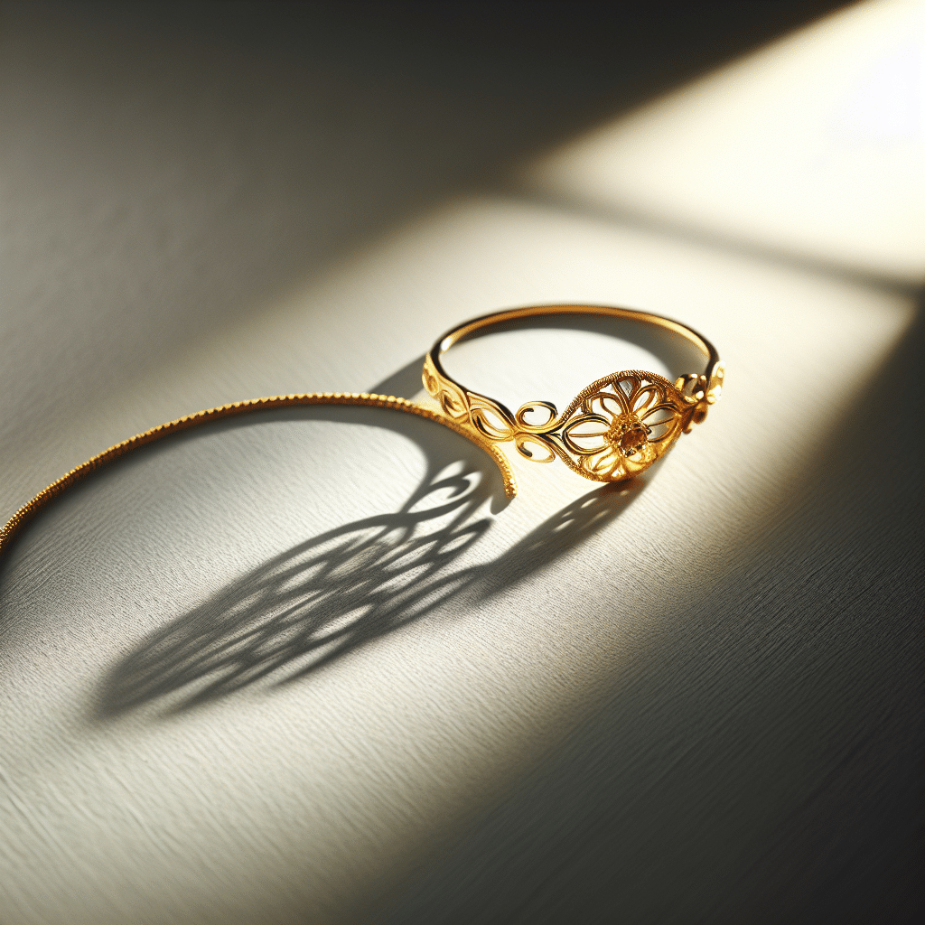 a sophisticated and elegant piece of gold jewelry on a simple background, reflecting its high value and desirability